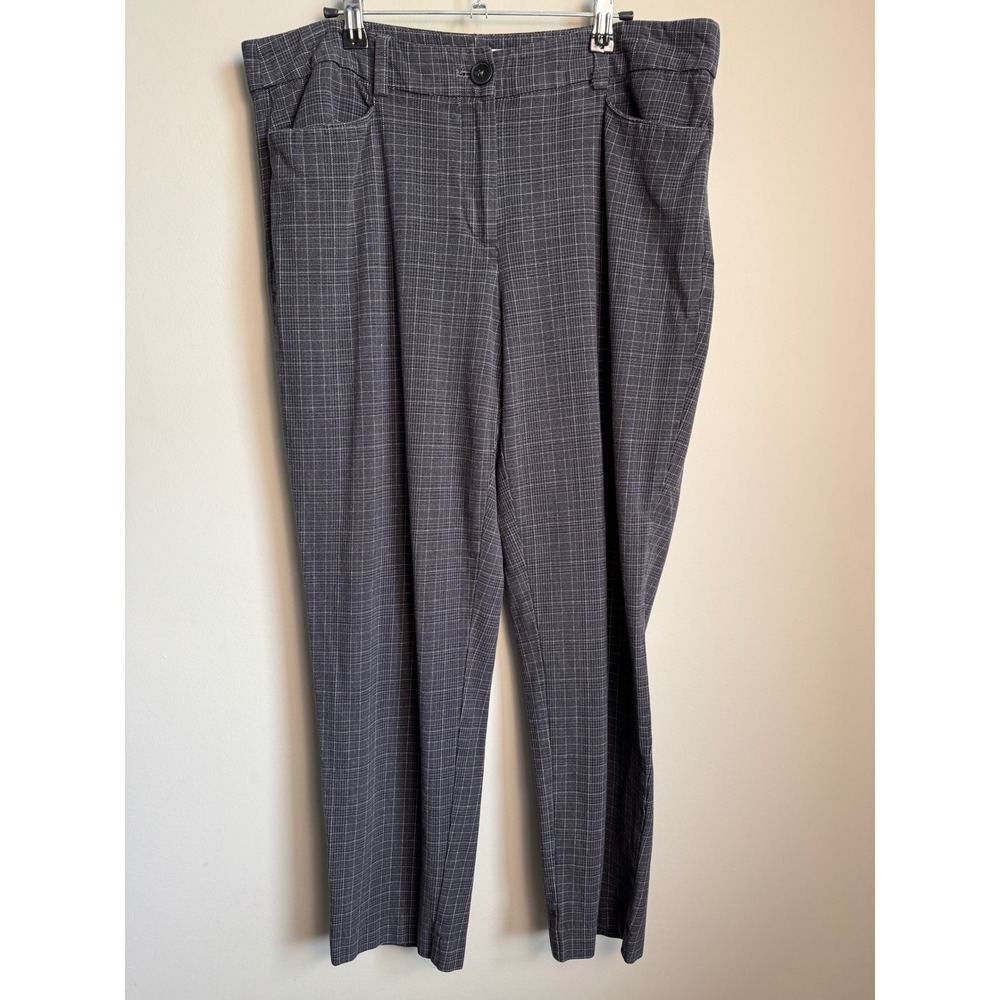 Up! Womens Charcoal Grey Plaid Trousers 12 Career Office Stretch Workwear Preppy